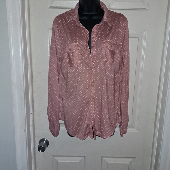 Love potion polka Dot button Up Blouse size large 5/$25 - Picture 1 of 3